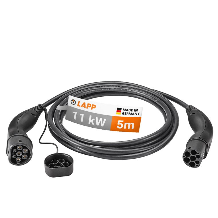 Ladekabel Typ 2, bis zu 11 kW, 5 m, schwarz