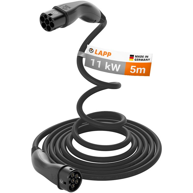 HELIX Komfort-Ladekabel Typ 2, bis zu 11 kW, 5 m, schwarz