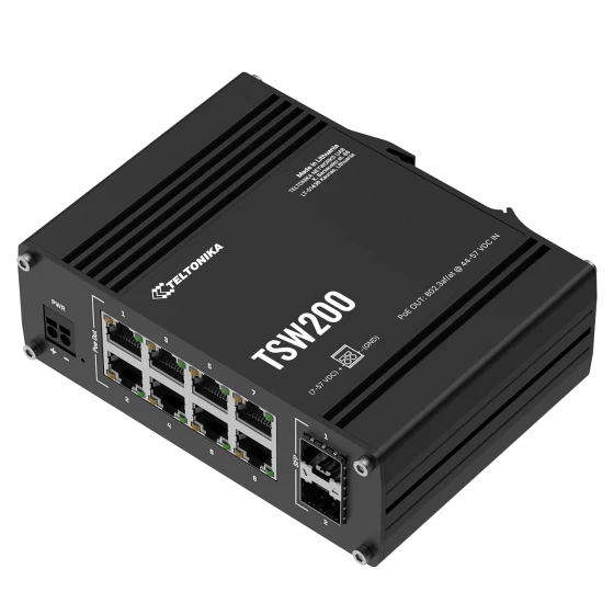 Teltonika TSW200 industrieller Gigabit Ethernet Switch 8-Port 2 SFP PoE+
