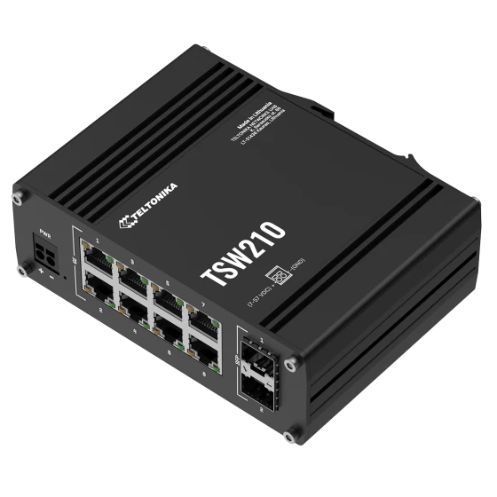 Teltonika TSW210 industrieller unmanaged Ethernet Gigabit Switch 8-Port 2xSFP